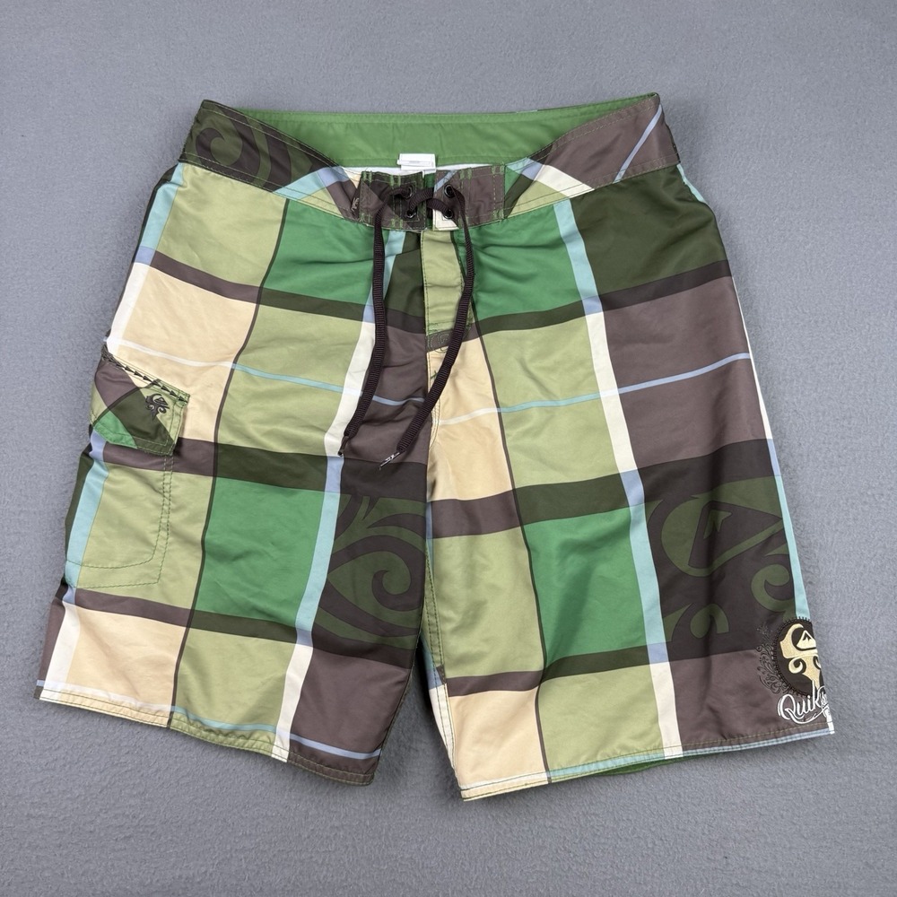 Vintage Y2K Quiksilver Board Shorts Men's Size 33 Surfer Embroidered Grunge
